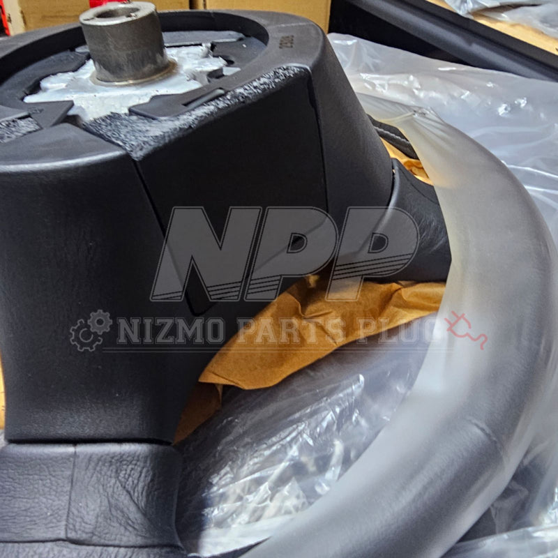 Load image into Gallery viewer, Black Mirai Mamoru steering wheel access cover set for R34 Skyline and S15 Silvia, shown in new condition with wrapping.