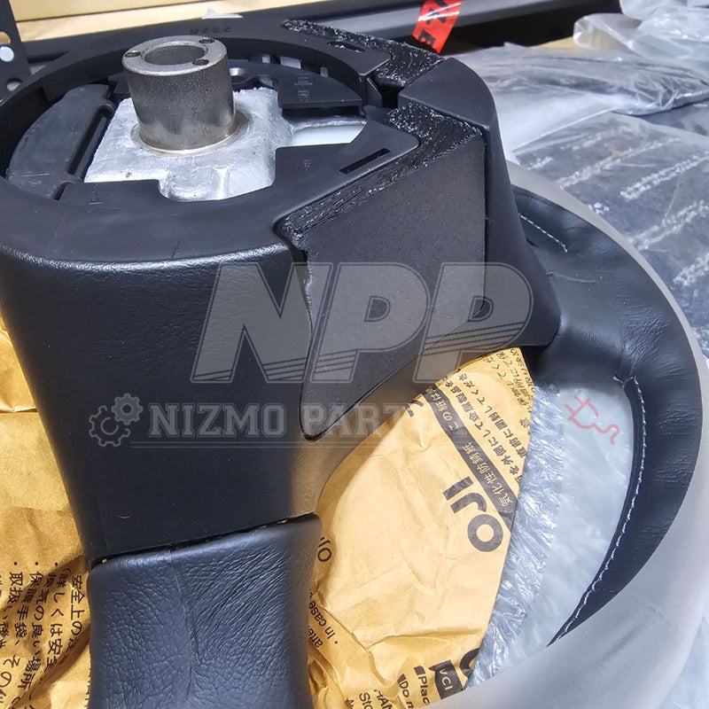 Load image into Gallery viewer, Mirai Mamoru steering wheel access cover set for R34 Skyline and S15 Silvia, black plastic, in new condition.