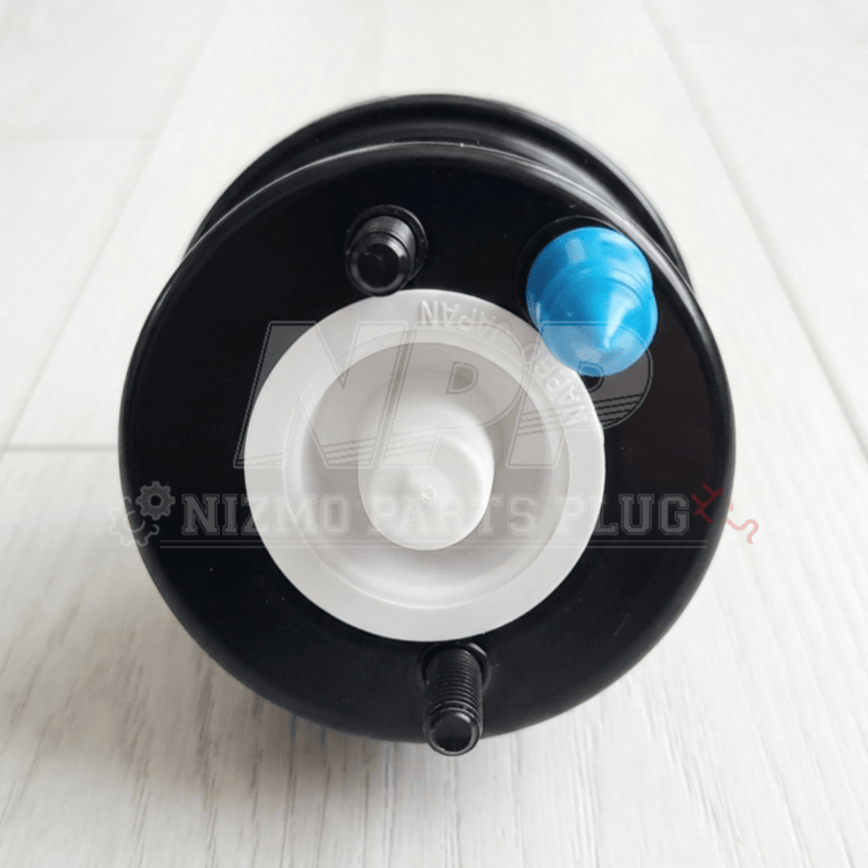 Load image into Gallery viewer, Black Nissan R32/R33/R34 GTR clutch booster assembly with white center and blue protective cap on white surface.