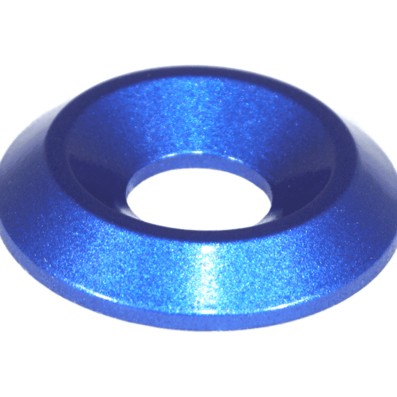 Load image into Gallery viewer, Blue billet aluminum dress-up bolt washer for 2003-2008 Infiniti G35.