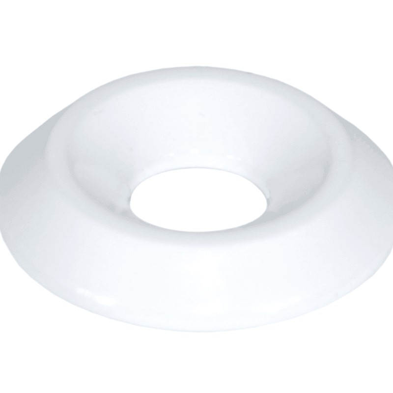 Cargue la imagen en el visor de la galería, White ZSPEC billet fastener washer for '09-'17 Infiniti G37/Q50 VQ37, isolated on white background.
