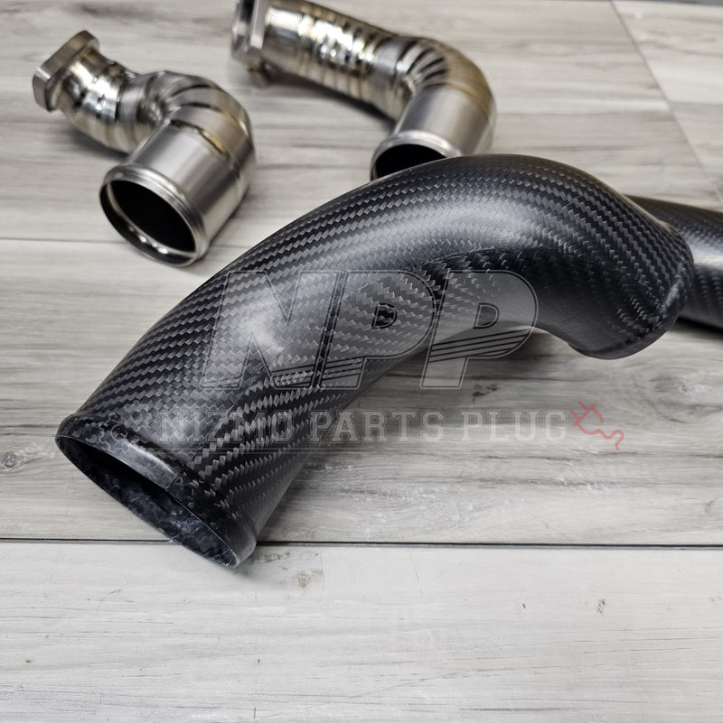 Load image into Gallery viewer, Muse Japan R32 GTR Dry Carbon x Titanium Air Inlet Pipe Set - NizmoPartsPlug