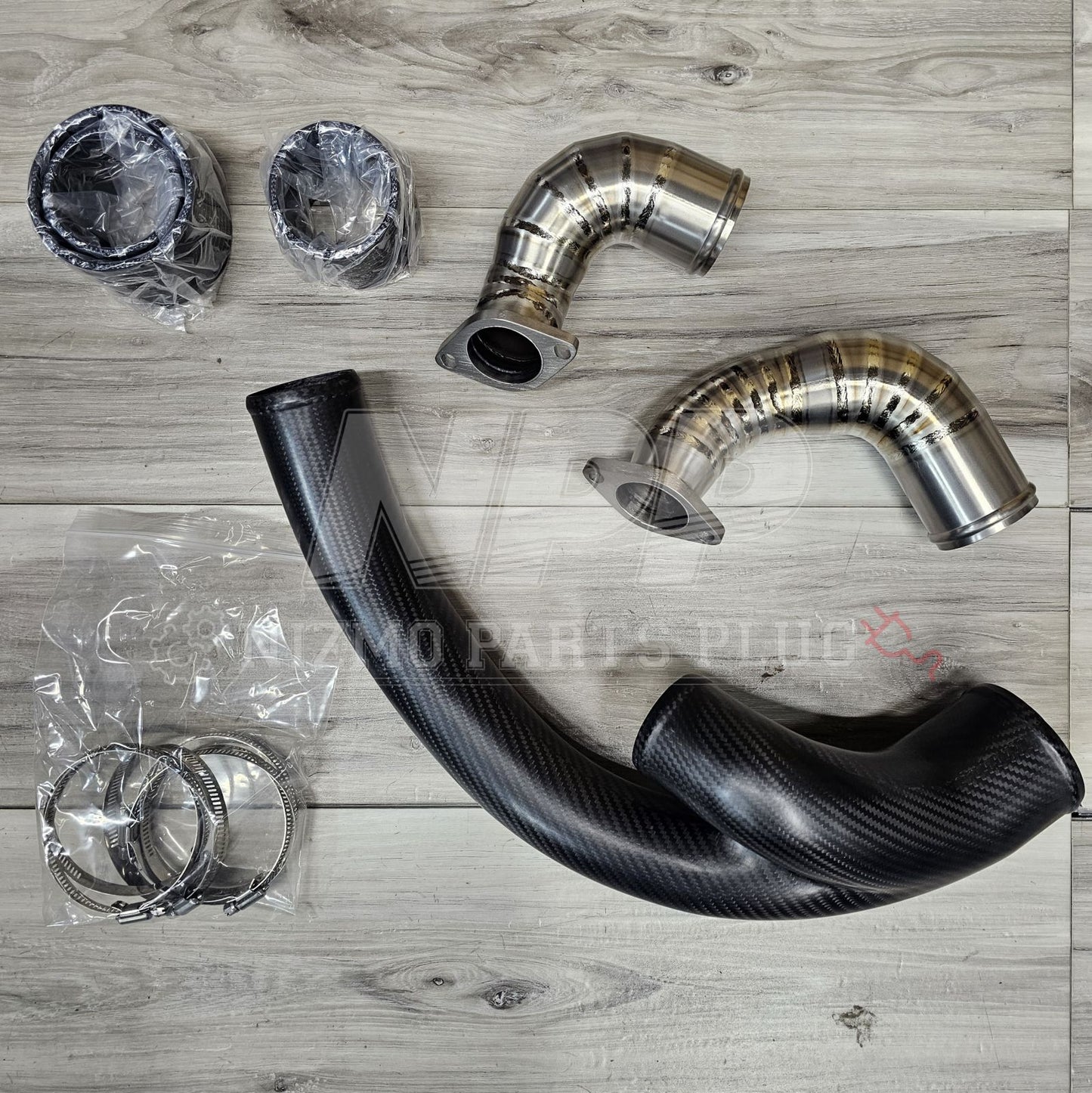 Muse Japan R32 GTR Dry Carbon x Titanium Air Inlet Pipe Set - NizmoPartsPlug