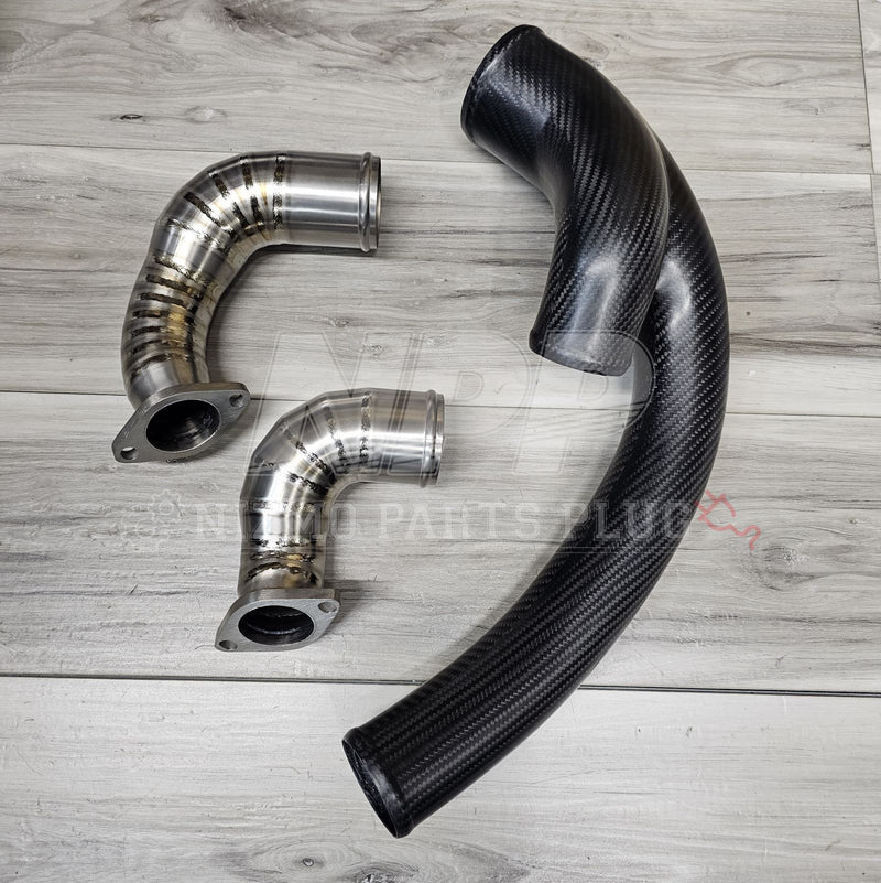 Load image into Gallery viewer, Muse Japan R32 GTR Dry Carbon x Titanium Air Inlet Pipe Set - NizmoPartsPlug