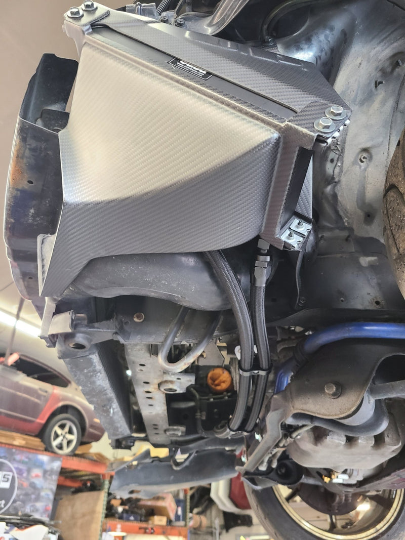 Load image into Gallery viewer, Complete U.P.G oil cooler kit with carbon fiber ducting installed on an R32 GTR.