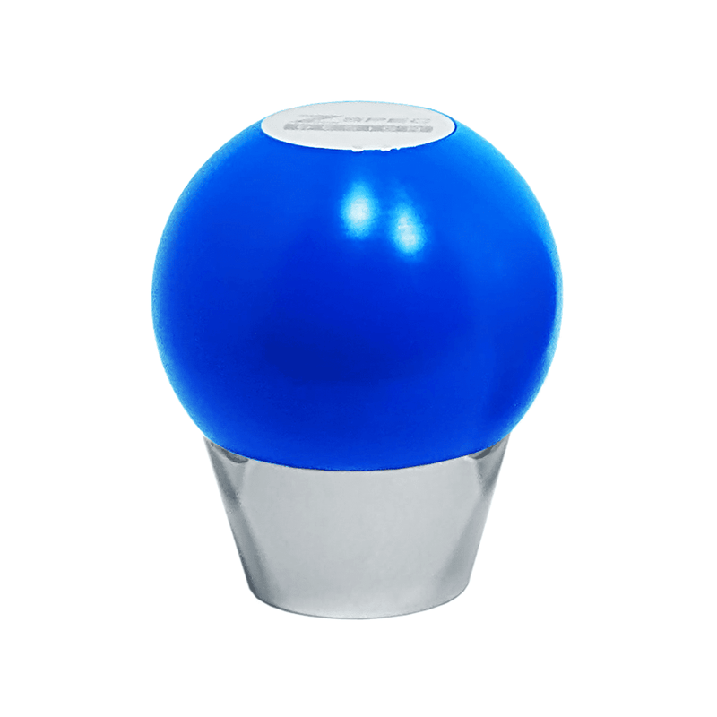 Load image into Gallery viewer, Blue ZSPEC round shift knob for 300ZX, 240SX, R32-34 with a silver base on a plain white background.