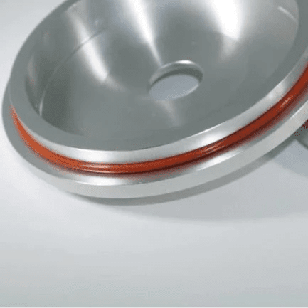 Load image into Gallery viewer, Silver ZSPEC billet shock tower cover for Nissan 300ZX Z32 with a vibrant red O-ring seal.