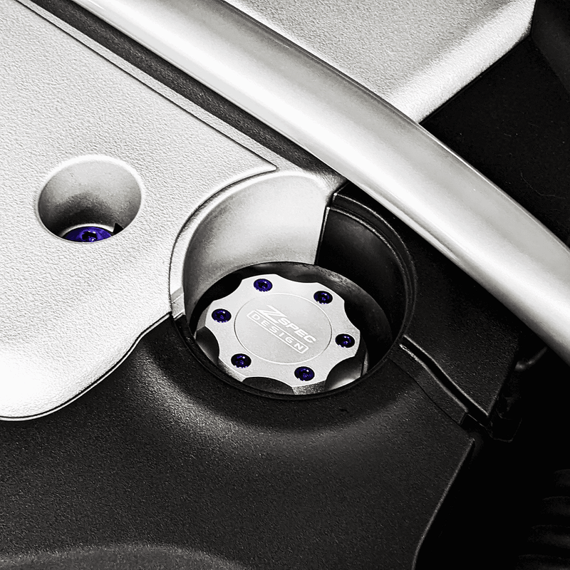 ギャラリービューアに画像をロードする, ZSPEC Billet Oil Filler Cap for Nissan/Infiniti/Datsun, Silver Cap w/ Titanium Accents