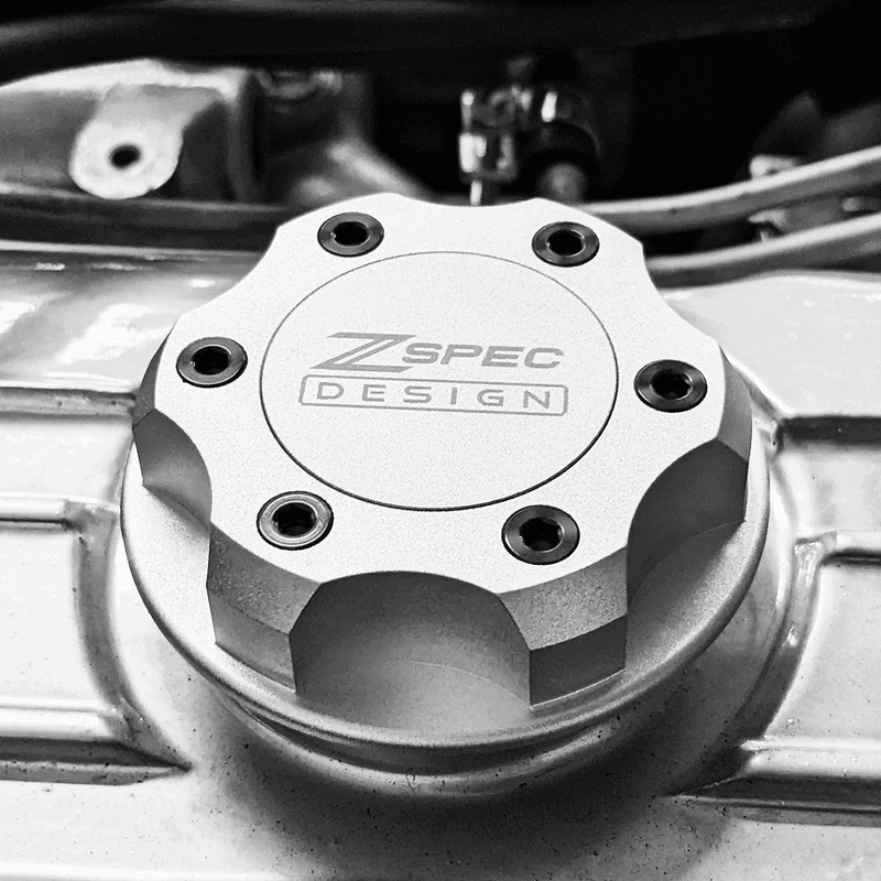 ギャラリービューアに画像をロードする, ZSPEC Billet Oil Filler Cap for Nissan/Infiniti/Datsun, Silver Cap w/ Titanium Accents