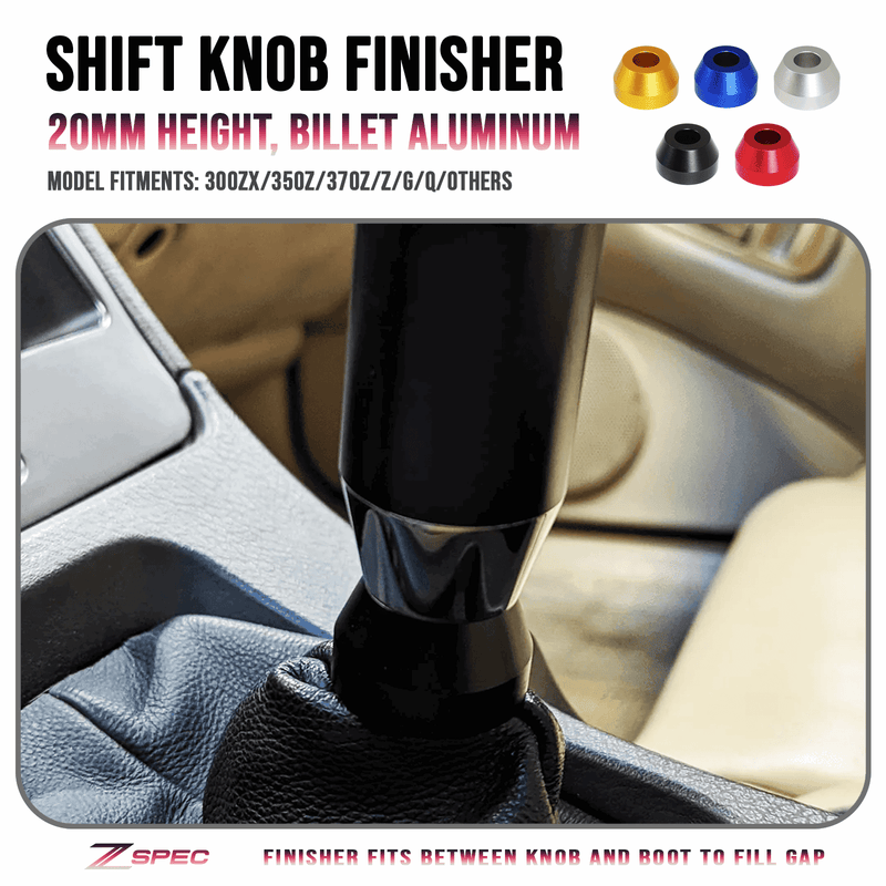 Load image into Gallery viewer, ZSPEC Shift Boot Knob Finisher, Billet 6061 Aluminum, 20mm Tall, 300zx/350z/370z/Z/G/Q
