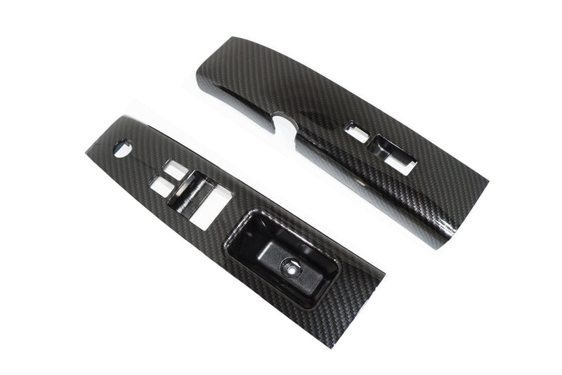 Load image into Gallery viewer, Carbon-weave style interior door switch finishers for Nissan 350z Z33 (2003-2005 LHD models).