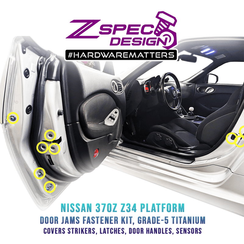 Cargue la imagen en el visor de la galería, ZSPEC Dress Up Bolts® Fastener Kit, Door Jams Area for Nissan Z34 370z, Titanium
