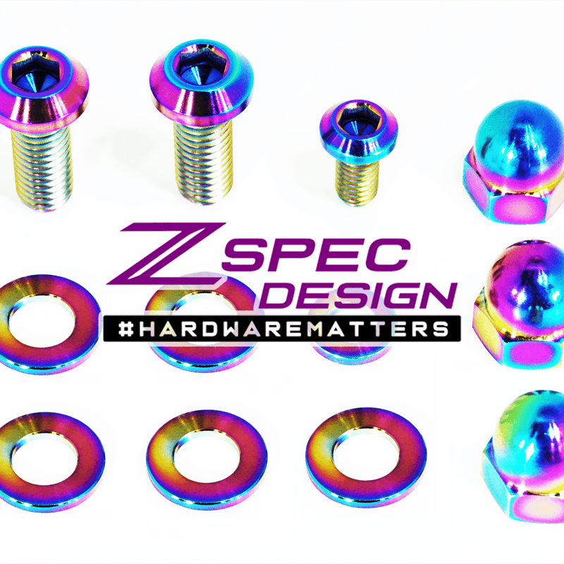 Load image into Gallery viewer, ZSPEC titanium balance tube fastener kit for Nissan 300ZX Z32 with burnt-blue iridescent finish.