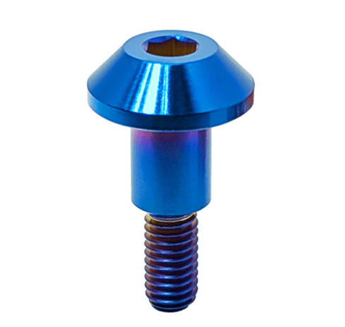 Load image into Gallery viewer, Blue titanium valve cover bolt for Nissan VQ engines like the 350z, 370z, and Infiniti G35/G37.