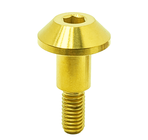 Load image into Gallery viewer, Gold-colored titanium valve cover bolt for Nissan/Infiniti VQ/VK engines, featuring a hex drive head.