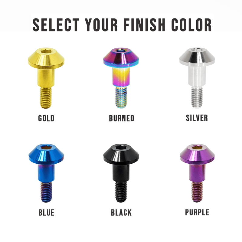 Load image into Gallery viewer, Titanium valve cover bolts for Nissan/Infiniti VQ engines in gold, burned, silver, blue, black, and purple finishes.