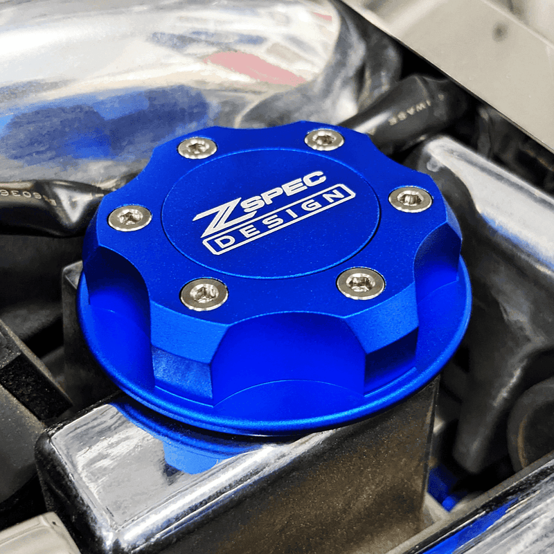 ギャラリービューアに画像をロードする, ZSPEC Billet Oil Filler Cap for Nissan/Infiniti/Datsun, Blue Cap w/ Titanium Accents