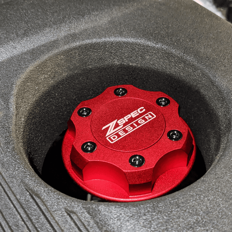 ギャラリービューアに画像をロードする, ZSPEC Billet Oil Filler Cap for Nissan/Infiniti/Datsun, Red Cap w/ Titanium Accents