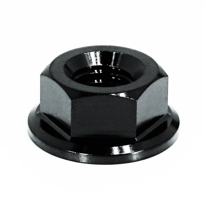Load image into Gallery viewer, ZSPEC black Grade-5 titanium water pump pulley nut for SR20 and KA24 engines, isolated on white background.