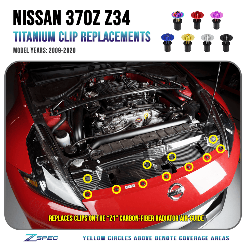 ギャラリービューアに画像をロードする, ZSPEC Plastic-Clips Replacements for Z1 Motorsports '09-20 Nissan 370z Z34 Radiator Guide, Titanium