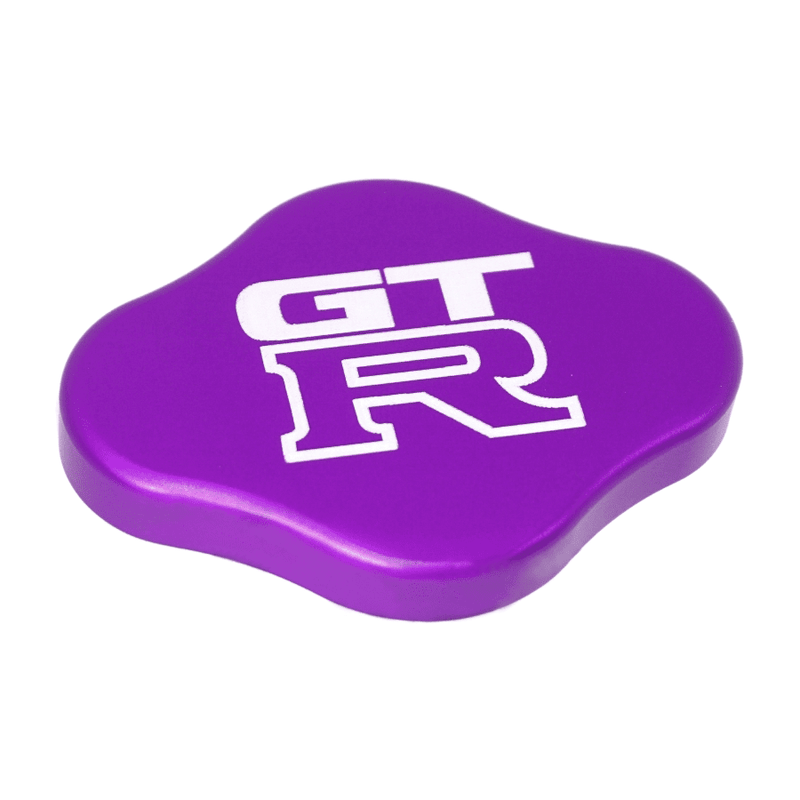 Load image into Gallery viewer, Purple ZSPEC billet radiator cap cover for Nissan GT-R R32-R35 with white GT-R logo.