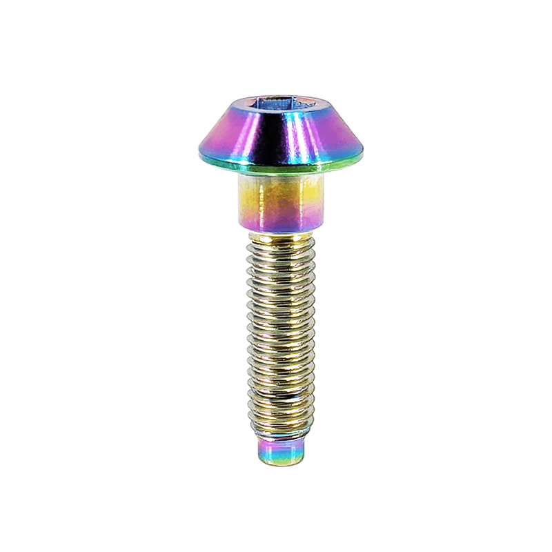 Load image into Gallery viewer, Titanium intake valve cover bolt for '90-96 Z32 300zx with a vibrant, iridescent rainbow finish.