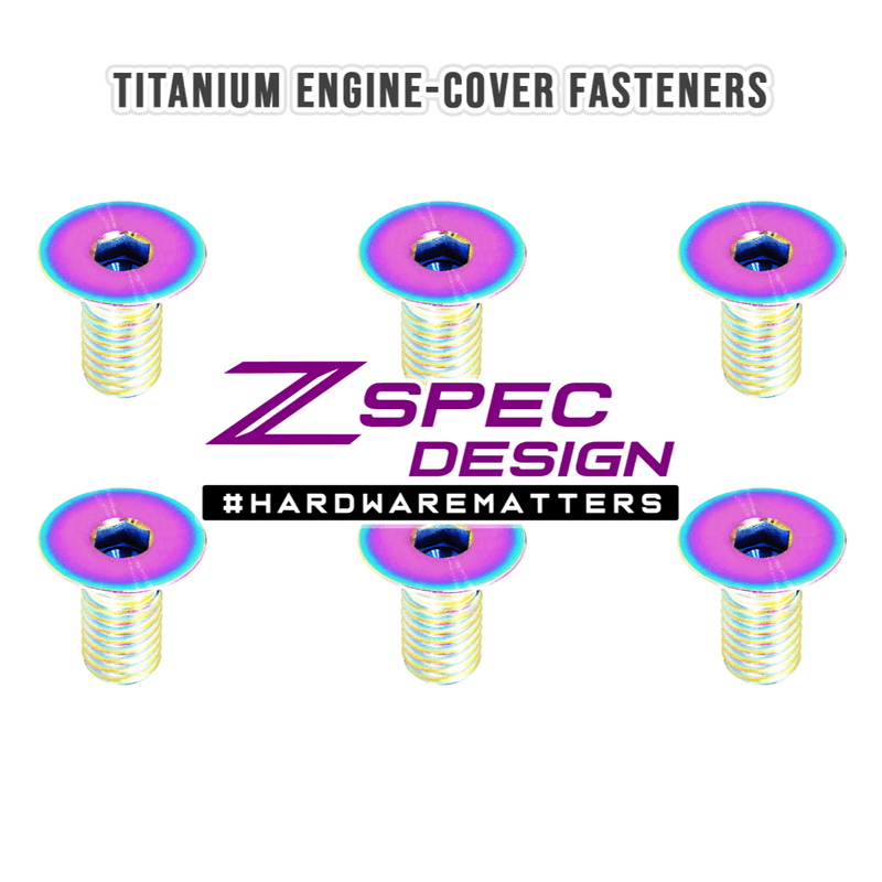 Load image into Gallery viewer, ZSPEC Grade-5 titanium engine-cover fasteners for '84-89 Nissan 300zx Z31, featuring a rainbow-anodized finish.