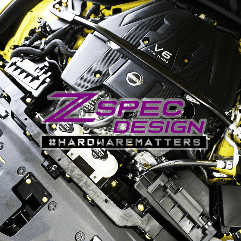 ギャラリービューアに画像をロードする, ZSPEC gold dress-up bolt hardware kit installed in a Nissan Z RZ34 engine bay.
