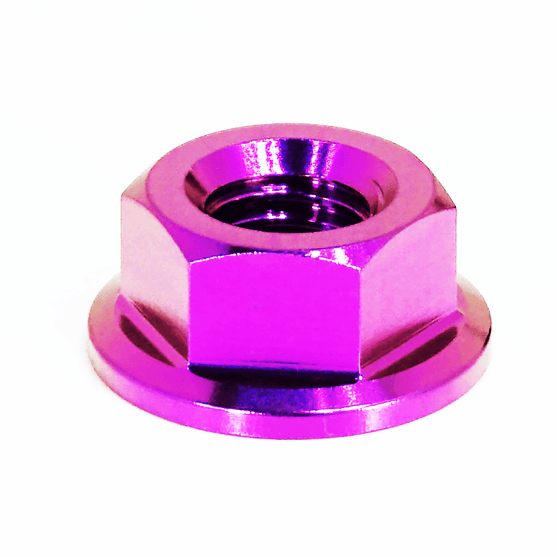 Load image into Gallery viewer, Purple Grade-5 titanium flange nut for SR20DET Black Top valve covers. New condition, isolated on white background.