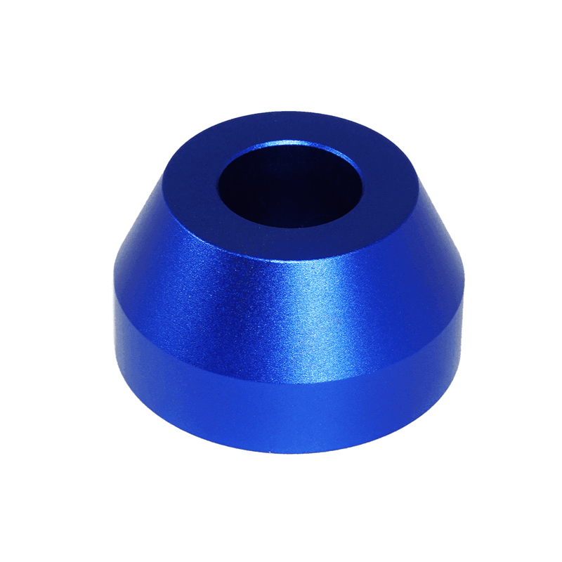 Load image into Gallery viewer, Blue ZSPEC billet aluminum shift boot knob finisher for 300zx, 350z, 370z, Z, G, and Q models.