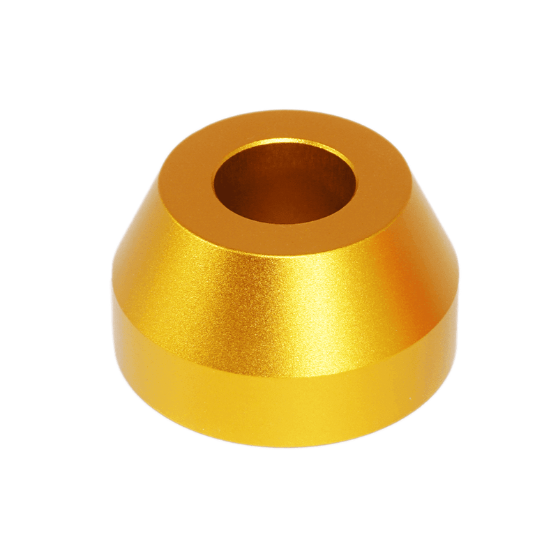 Load image into Gallery viewer, Gold billet aluminum ZSPEC shift boot knob finisher for Nissan 300ZX, 350Z, 370Z, Z, G, and Q series models.