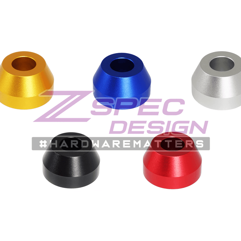 Load image into Gallery viewer, ZSPEC billet aluminum shift boot finishers for Nissan Z/G/Q in gold, blue, silver, black, and red anodized colors.