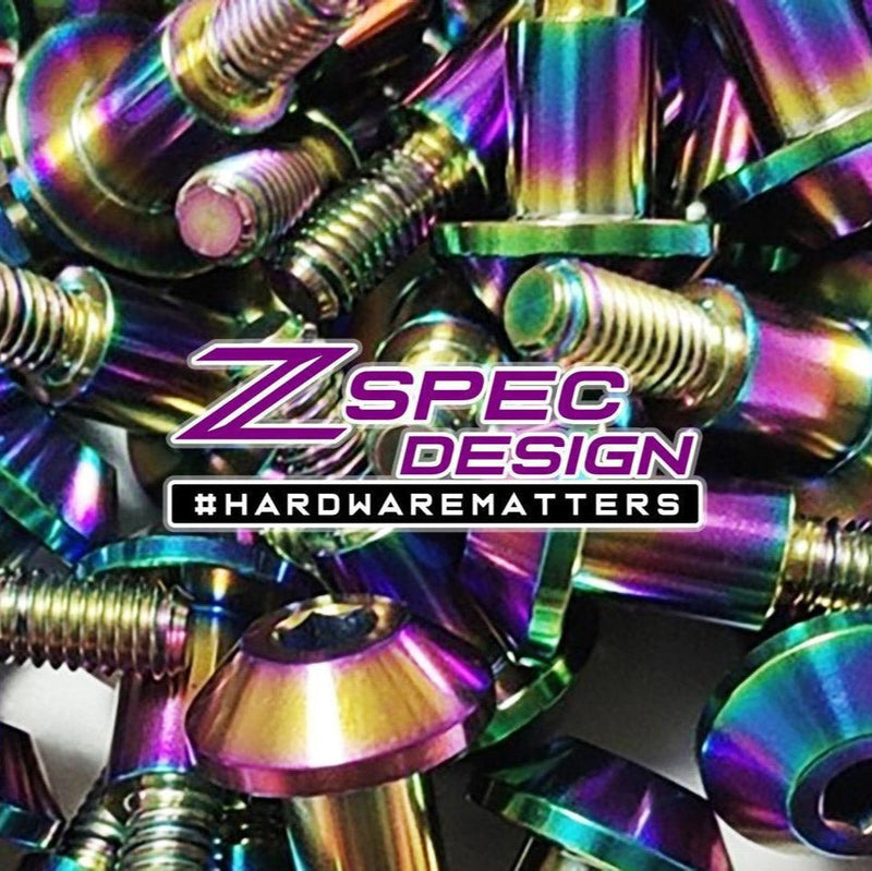 Load image into Gallery viewer, Iridescent titanium valve cover bolts for Nissan/Infiniti VQ engines, Z Spec Design branding, new condition.