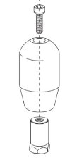 ギャラリービューアに画像をロードする, Line drawing of Nismo GT-500 titanium shift knob with hardware, compatible with Nissan R32, R33, R34, and S15 models.
