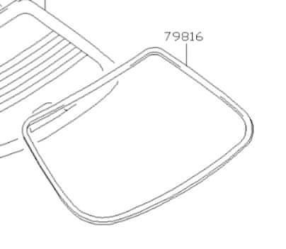 Load image into Gallery viewer, Line drawing of a rear windshield molding for a Nissan R34 Skyline coupe, labeled with part number 79816.