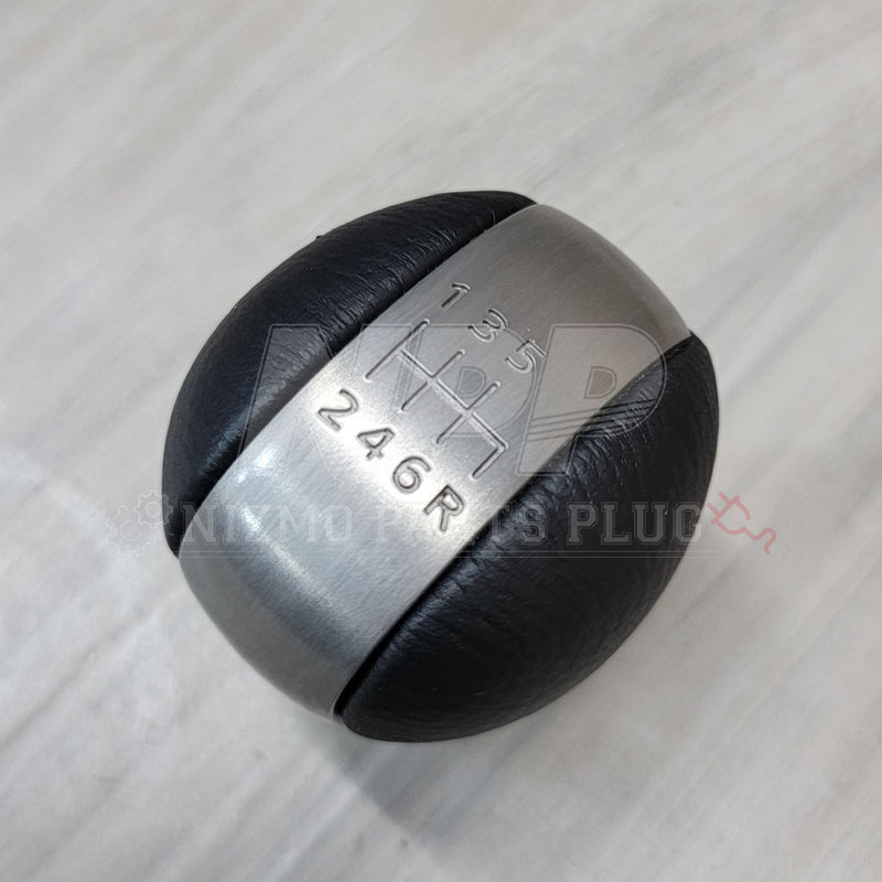 Load image into Gallery viewer, Nissan R34 Skyline GT-R Series 2 leather and brushed metal 6-speed shift knob.