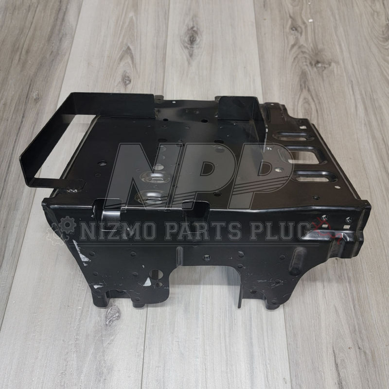 Load image into Gallery viewer, Black metal battery bracket assembly for Nissan R34 Skyline GTR (Cold Weather Package). Used, good condition.