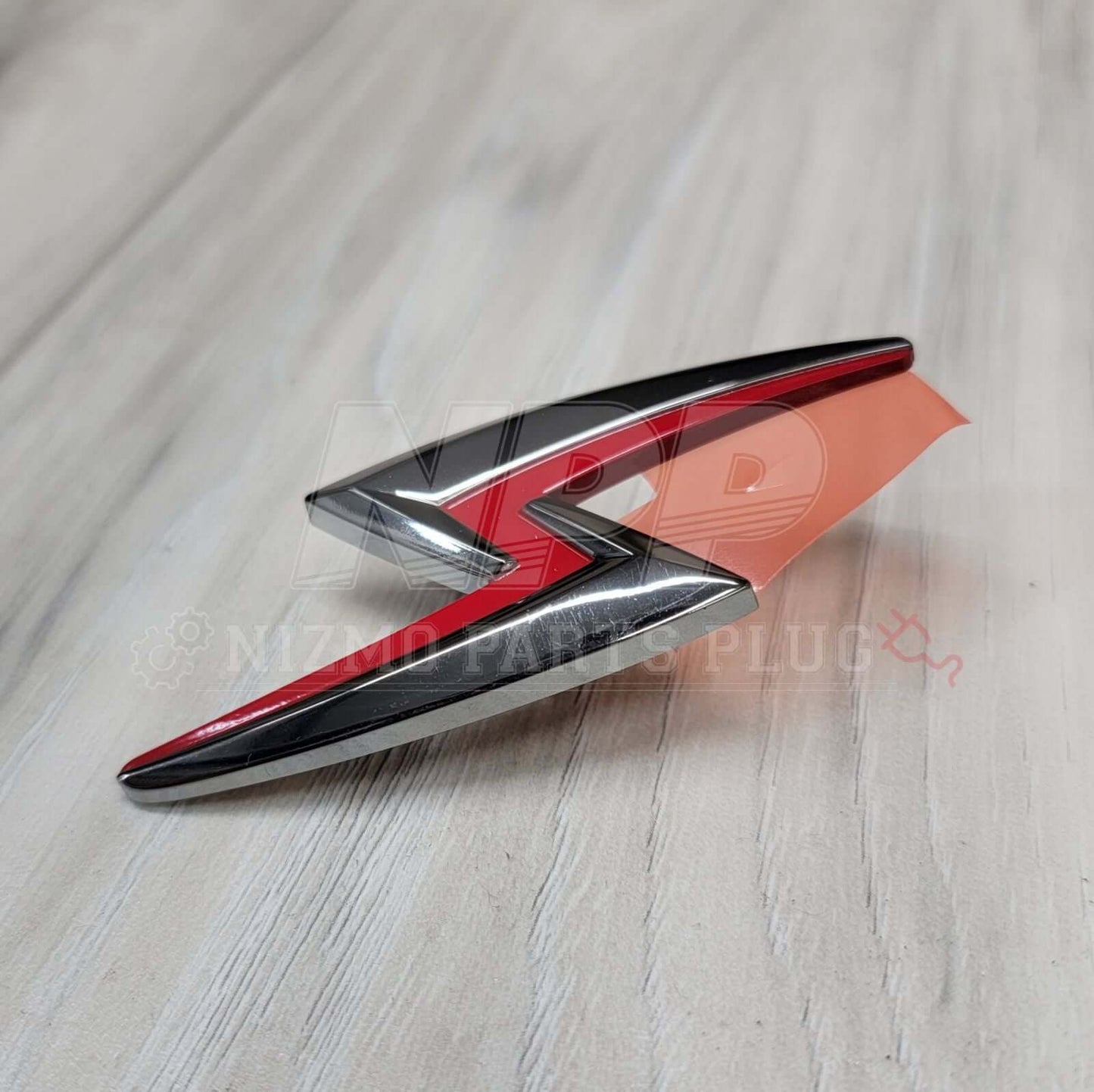 Nissan S15 Silvia Hood "Silvia Bolt" Emblem (Chrome/Red) - NizmoPartsPlug