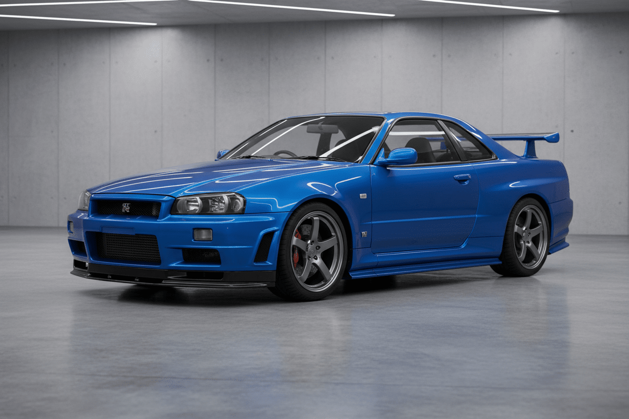 BLUE R34 SKYLINE GTR