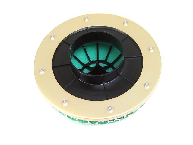 Load image into Gallery viewer, HKS SMF Reloaded air intake for Nissan S13 SR20DET. Round filter with gold ring, black housing, and green foam filter.
