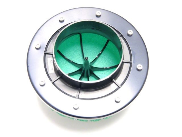 Load image into Gallery viewer, HKS SMF Reloaded air intake for S13 240SX. Features black housing, silver trim, and vibrant green foam filter element.
