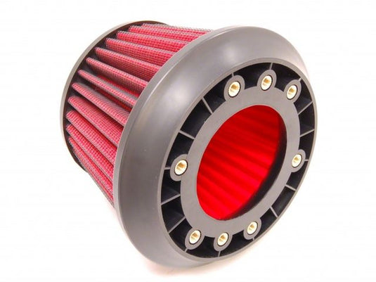 APEXi Power Intake red conical air filter for Nissan Skyline R33/R34, featuring a black mounting flange.