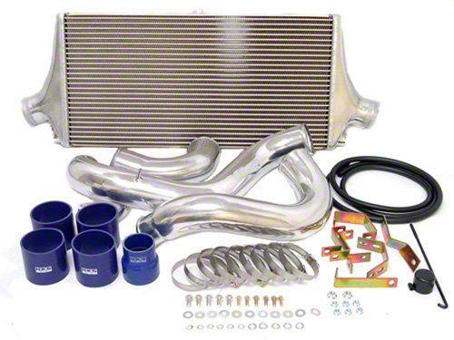 HKS R-Type intercooler kit for Nissan S15 with polished piping, blue silicone couplers, and mounting hardware.