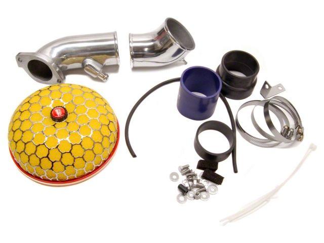 Load image into Gallery viewer, HKS Racing Suction intake kit for Nissan S14/S15 SR20DET, featuring a yellow air filter, piping, and hardware.
