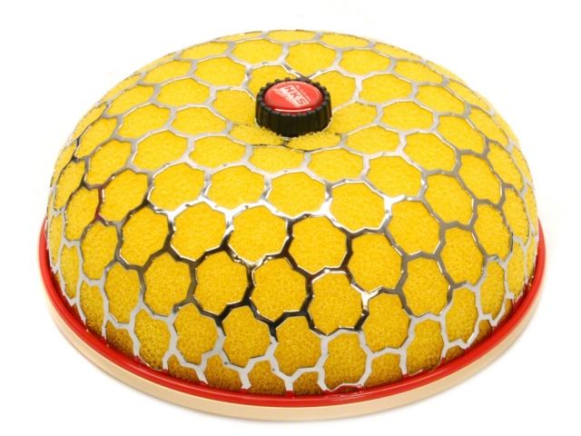 Load image into Gallery viewer, HKS Racing Suction air filter for Nissan S14/S15, featuring a yellow foam element with a silver honeycomb cage.
