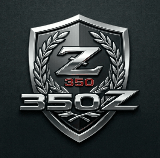 Metallic '350Z' logo on a dark background