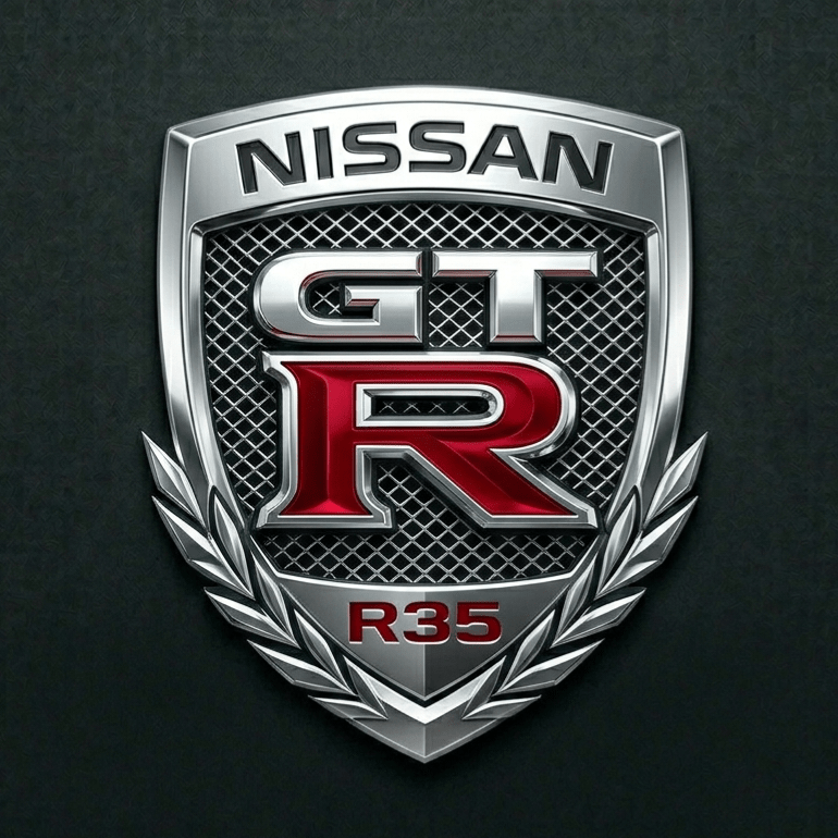 Load image into Gallery viewer, Nissan GT-R R35 logo on a dark background
