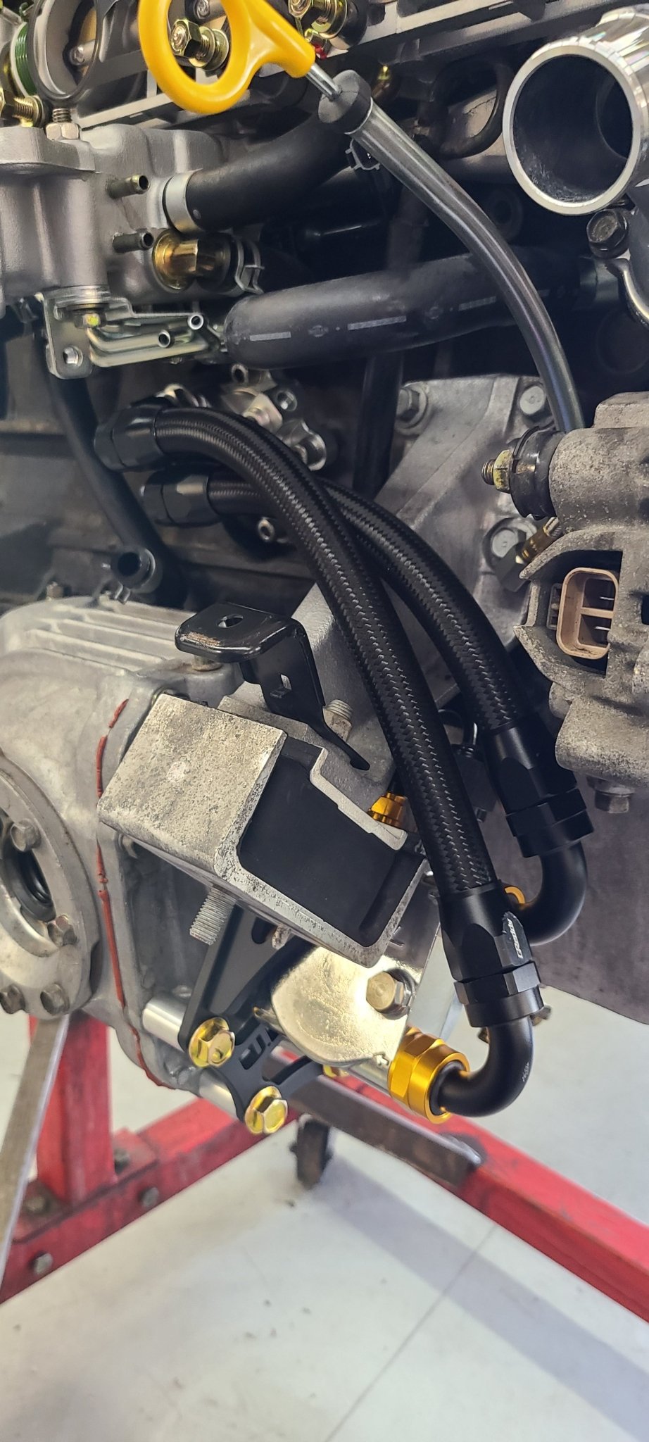 U.P.G Skyline GTR oil filter relocation kit with Greddy oil cooler adapter with Taarks block adapter