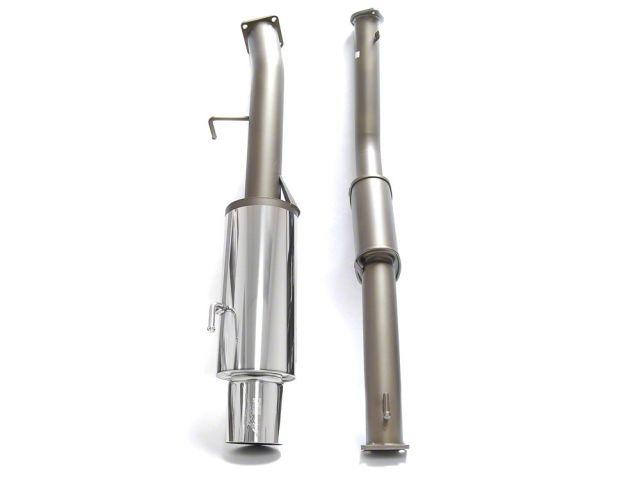 Load image into Gallery viewer, HKS Hi-Power 85mm exhaust for S14, featuring two stainless steel piping sections with a polished muffler.
