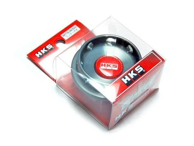 Load image into Gallery viewer, New HKS D1 Limited Edition silver oil filler cap for Mitsubishi in original retail packaging.
